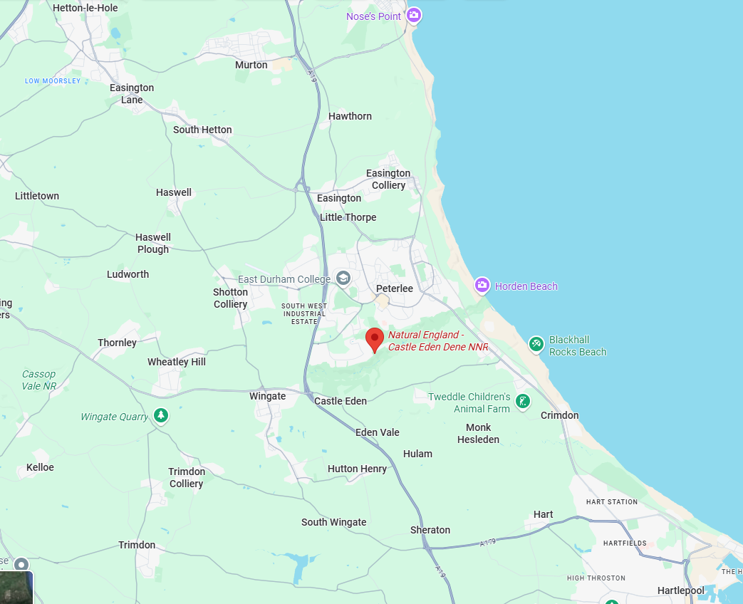 Location of Castle Eden Dene